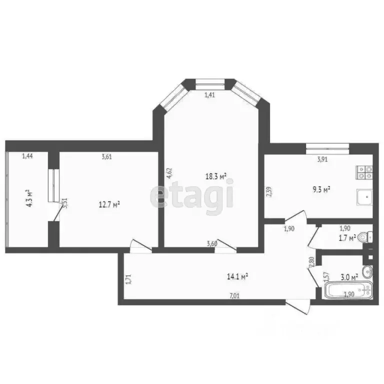 2-к кв. Калужская область, Медынь ул. Митрофанова, 46 (59.1 м) - Фото 0