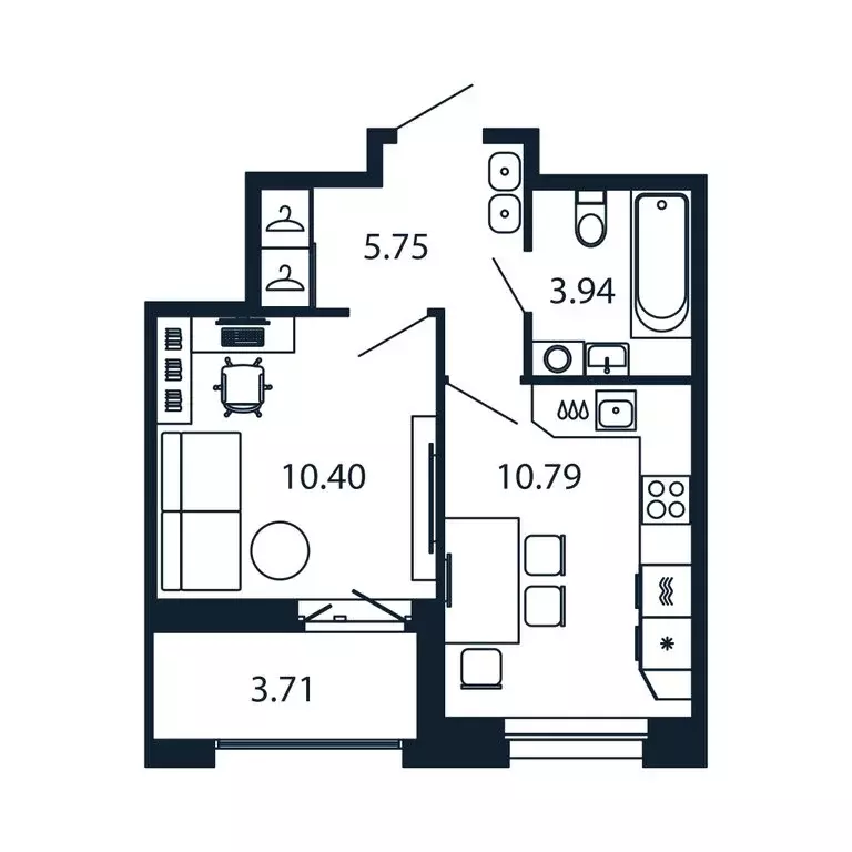1-комнатная квартира: Новоселье, Центральная улица, 30к2 (30.5 м) - Фото 1