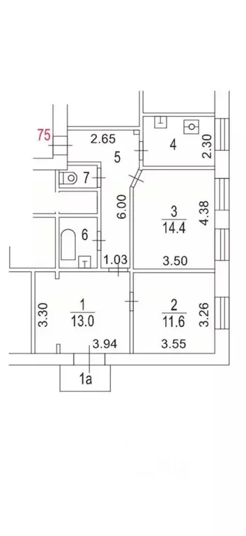 3-к кв. Москва Новинский бул., 13С6 (60.1 м) - Фото 1