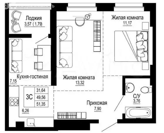 3-комнатная квартира: Ростов-на-Дону, Привокзальная улица, 3 (54 м) - Фото 0
