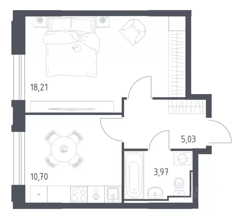 1-к кв. Забайкальский край, Чита Железобетонная ул., 1/4 (37.91 м) - Фото 1