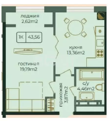 1-к кв. Дагестан, Каспийск просп. Акулиничева (43.56 м) - Фото 0