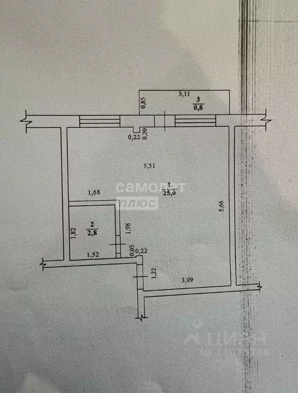 Студия Забайкальский край, Чита 5-й мкр, 32 (27.8 м) - Фото 2