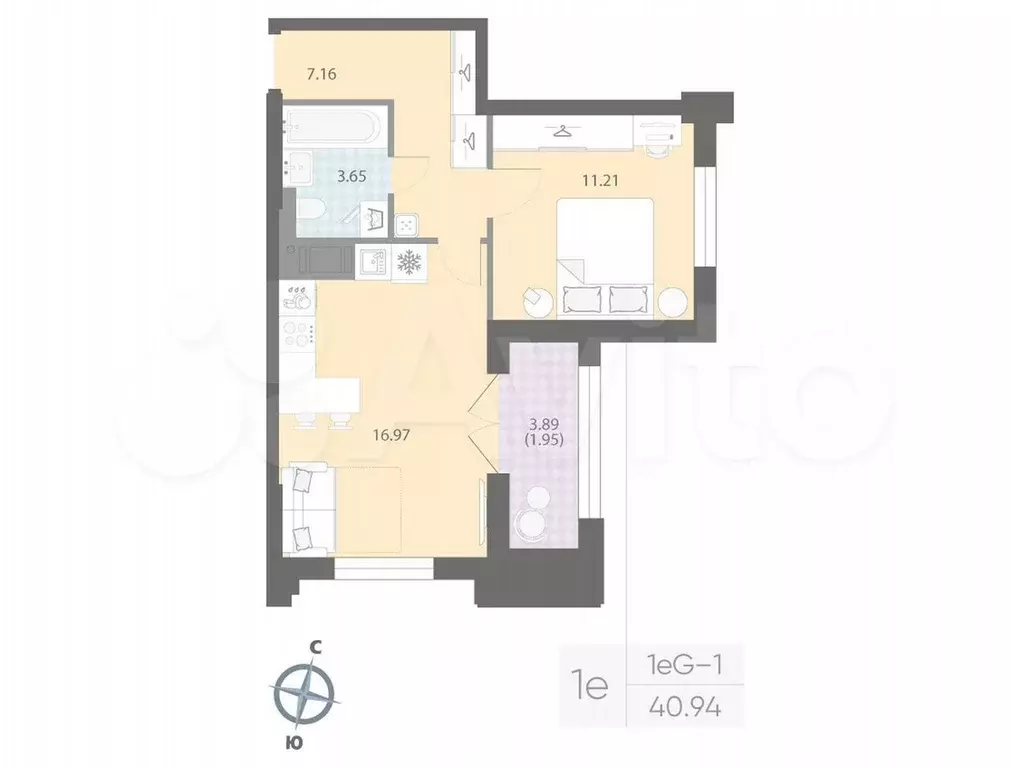 1-к. квартира, 40 м, 16/18 эт. - Фото 0