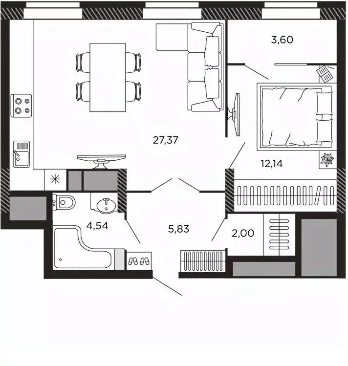1-к кв. Рязанская область, Рязань ул. Есенина (55.48 м) - Фото 1
