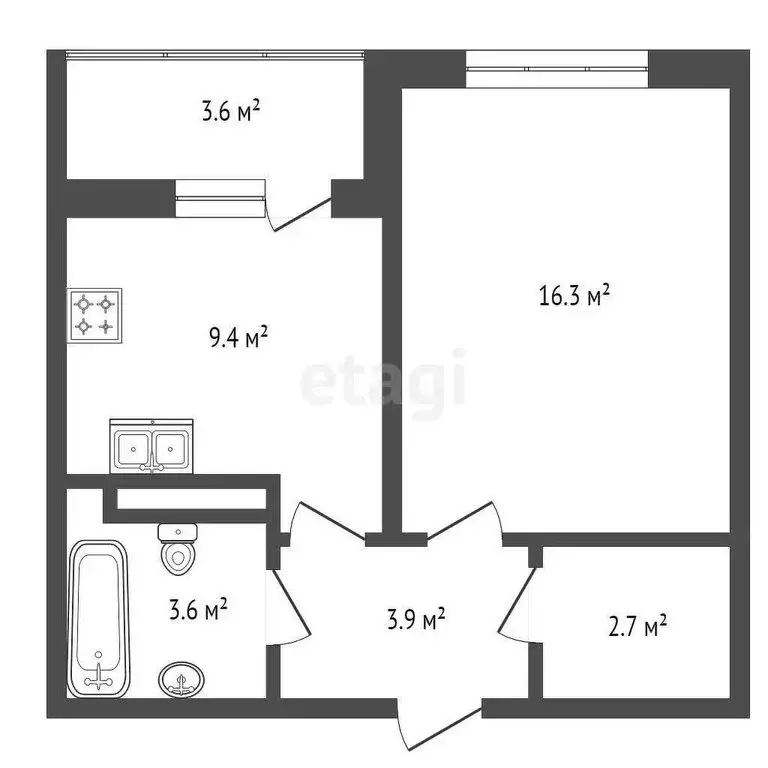 1-комнатная квартира: Симферопольский район, Мирновское сельское ... - Фото 0