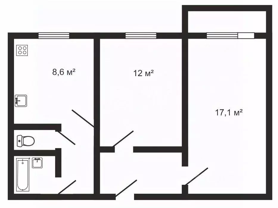 2-к кв. Челябинская область, Челябинск Комсомольский просп., 60А (49.7 ... - Фото 2