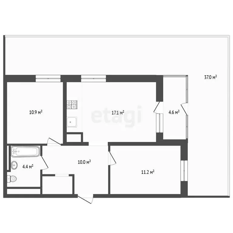 2-комнатная квартира: Тюмень, улица Владимира Бахарева, 1к1 (90.5 м) - Фото 1