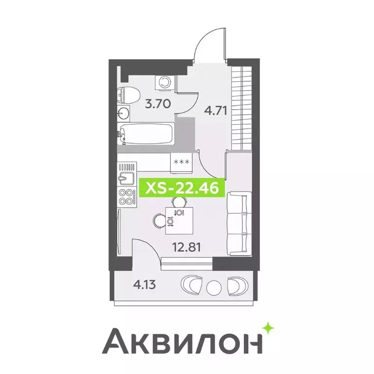 Студия Санкт-Петербург пос. Шушары,  (22.46 м) - Фото 0