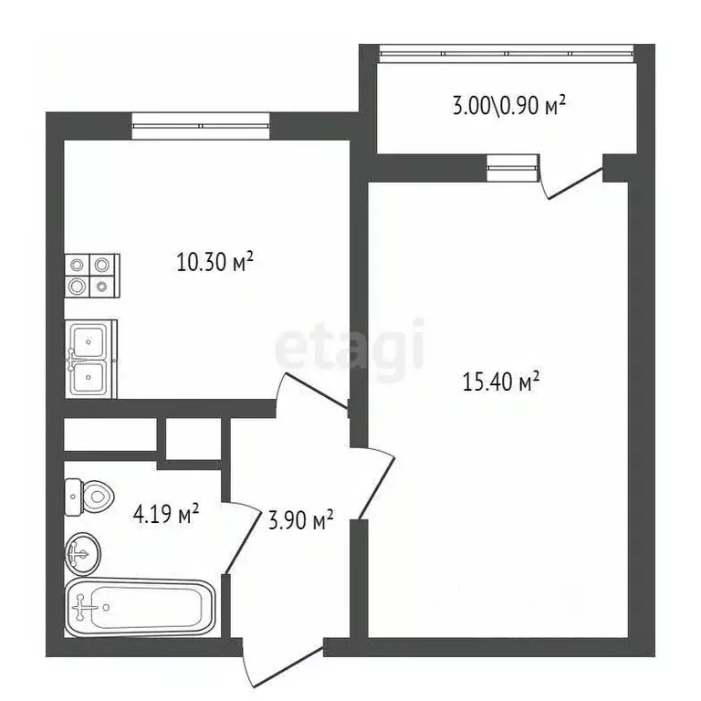 1-к кв. Санкт-Петербург ул. Чарушинская, 24к1 (33.5 м) - Фото 1