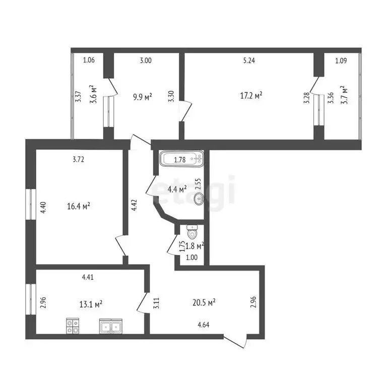2-комнатная квартира: Тюмень, Сургутская улица, 11к4 (81.8 м) - Фото 0