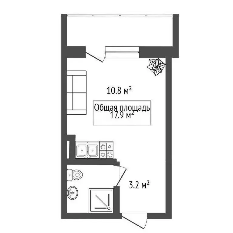 Квартира-студия: Новосибирск, улица Титова, 252/2 (17.9 м) - Фото 0