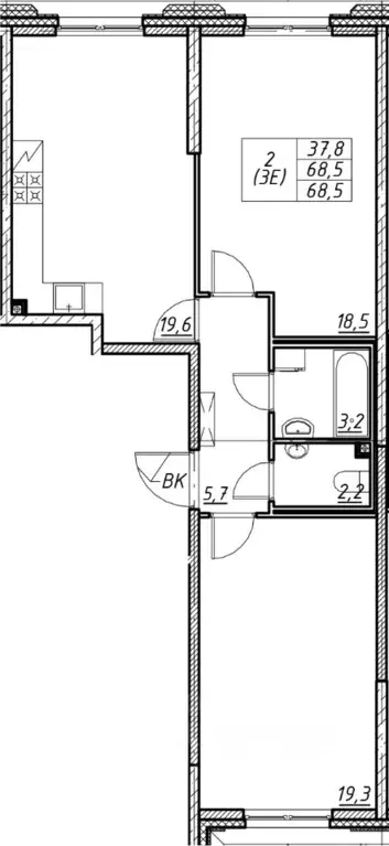 2-к кв. Санкт-Петербург Октябрьская наб., 40 (66.4 м) - Фото 1