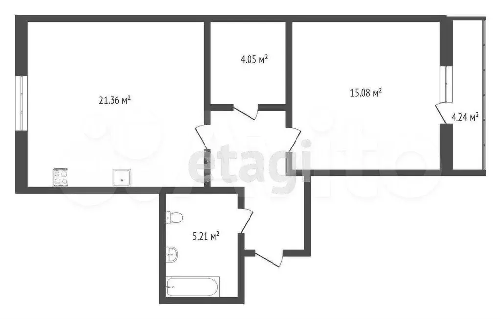 1-к. квартира, 55 м, 3/26 эт. - Фото 0