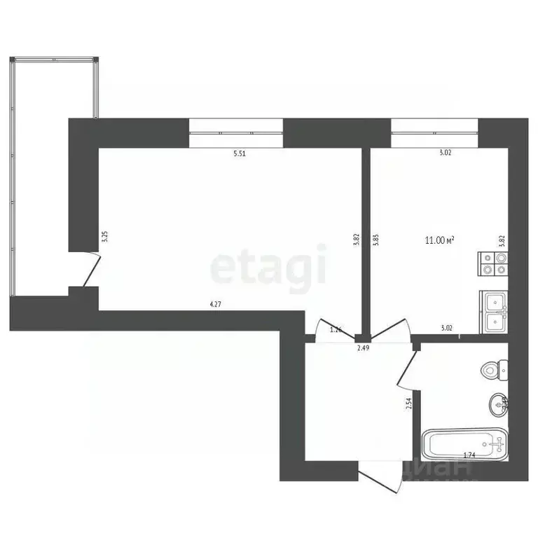 1-к кв. Мордовия, Саранск просп. Российской Армии, 18 (40.7 м) - Фото 2