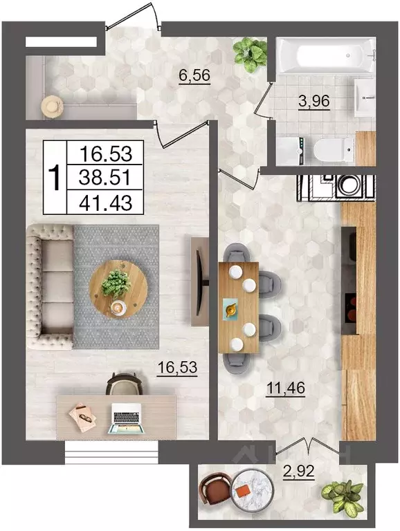 1-к кв. Смоленская область, Смоленск Максимум жилой комплекс (41.43 м) - Фото 0