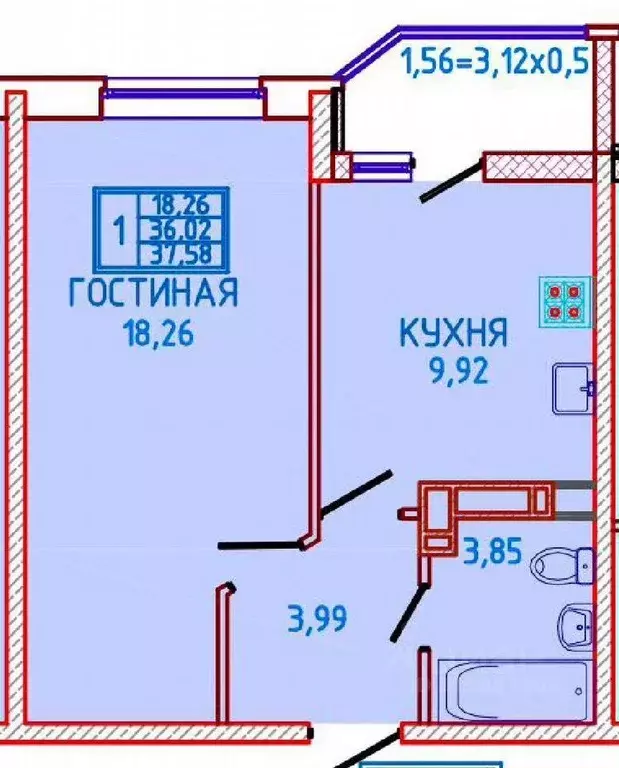 1-к кв. Краснодарский край, Краснодар ул. Им. Героя Яцкова И.В., 15к2 ... - Фото 0