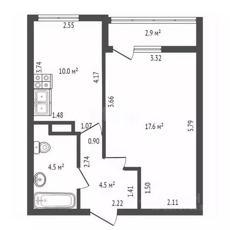 1-к кв. Санкт-Петербург Сибирская ул., 16 (36.6 м) - Фото 1