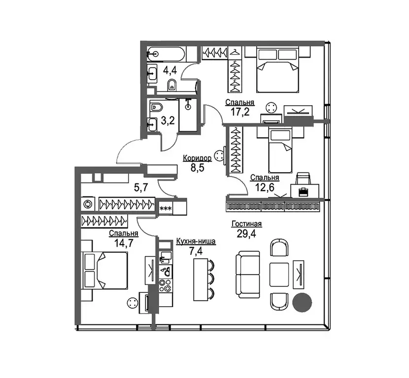 Продаётся 3-к квартира, 103.1 м - Фото 0