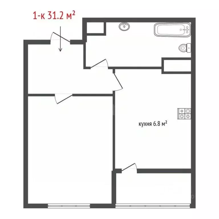 1-к кв. Свердловская область, Екатеринбург ул. Индустрии, 66 (31.2 м) - Фото 2