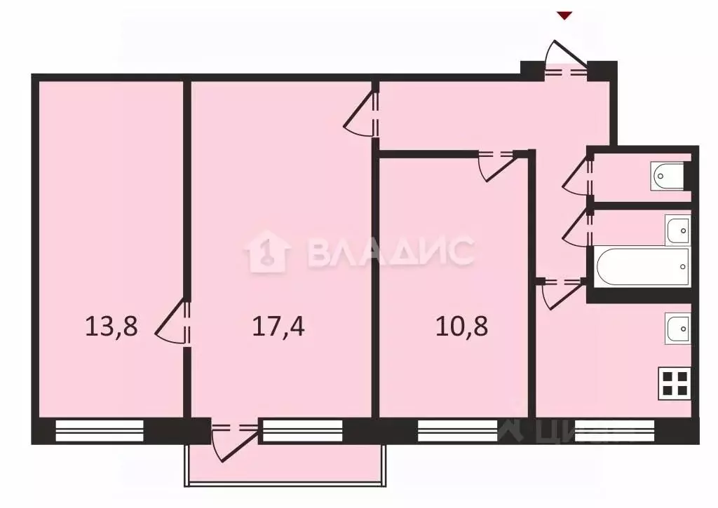 3-к кв. Владимирская область, Владимир ул. Растопчина, 21 (56.6 м) - Фото 1