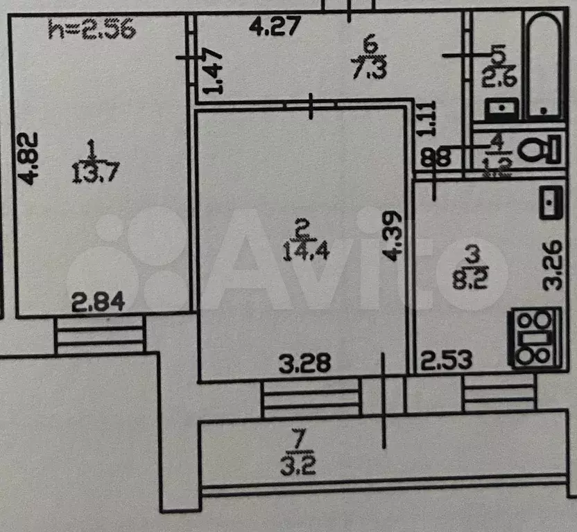 2-к. квартира, 47,4 м, 1/9 эт. - Фото 0