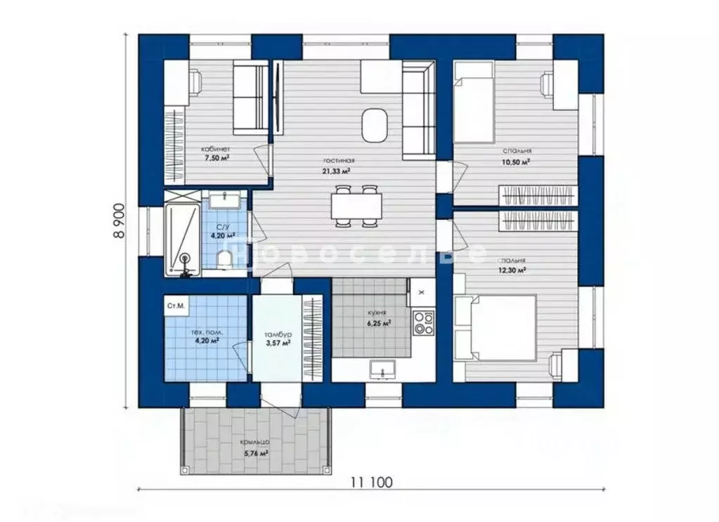 Дом в Рязанская область, Рязанский муниципальный округ, с. Поляны ул. ... - Фото 2