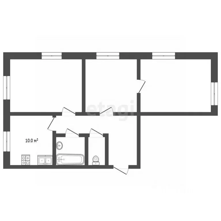 3-к кв. Вологодская область, Череповец ул. Милютина, 9 (69.0 м) - Фото 2