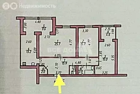 3-комнатная квартира: Ставрополь, улица Лермонтова, 177 (107.4 м) - Фото 1