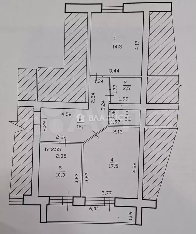 2-к. квартира, 63,4 м, 5/5 эт. - Фото 0