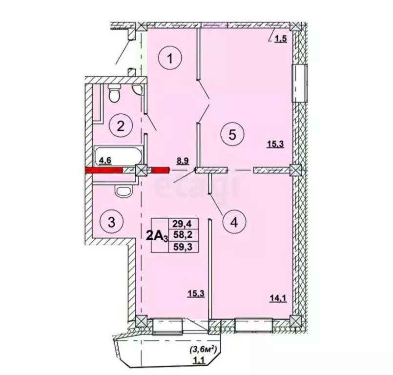 2-комнатная квартира: Абакан, улица Кирова, 185к3 (59.3 м) - Фото 0