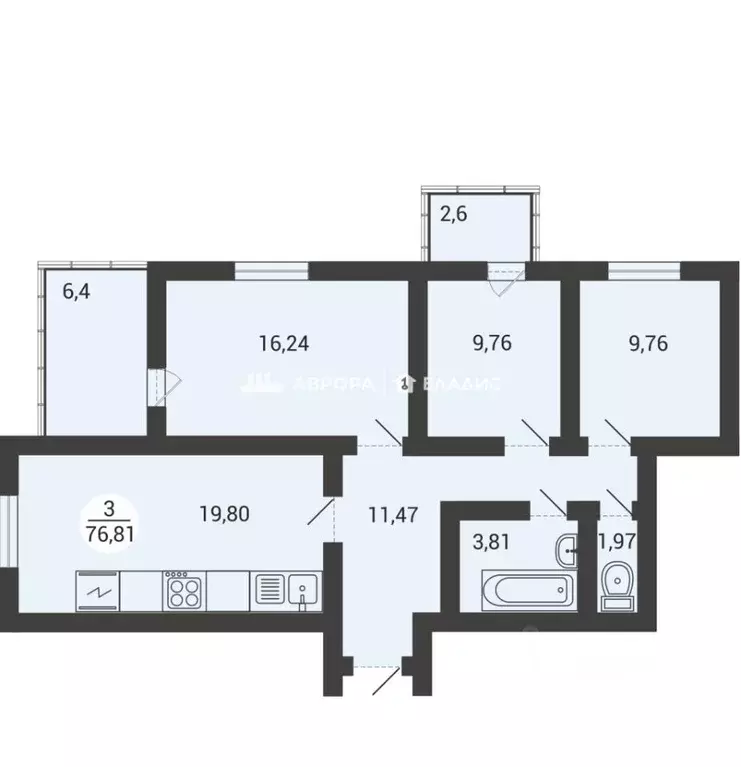 2-к кв. Челябинская область, Магнитогорск ул. Зеленый Лог, 71/1 (63.0 ... - Фото 2