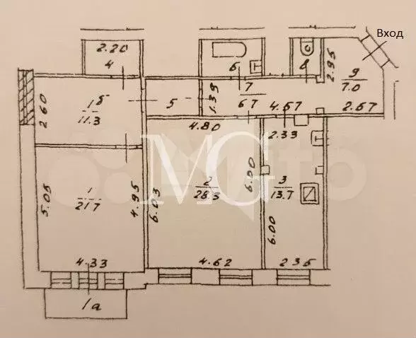 3-к. квартира, 102,3 м, 4/6 эт. - Фото 0