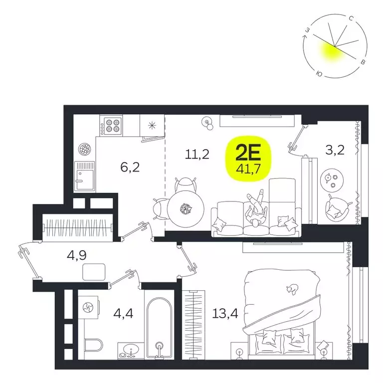 2-комнатная квартира: Екатеринбург, улица Титова, 19Б (41.7 м) - Фото 0