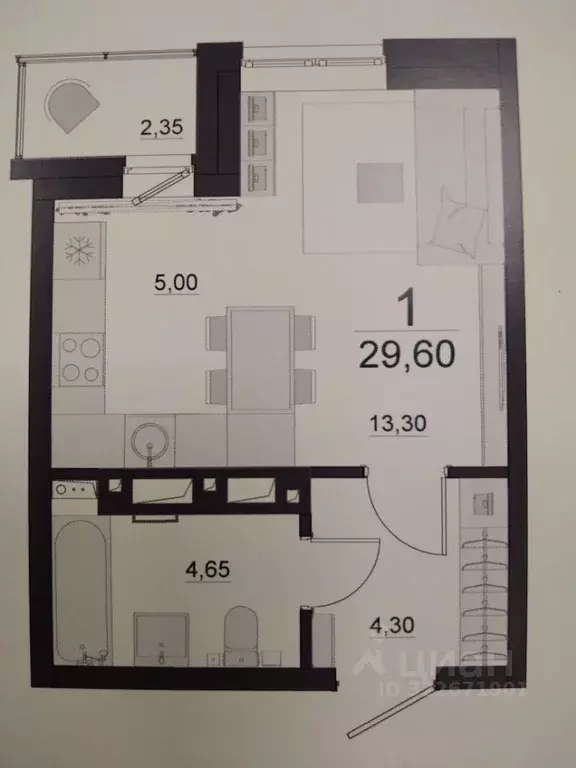 1-к кв. Красноярский край, Красноярск Мясокомбинат мкр, Дивные Дали ... - Фото 1