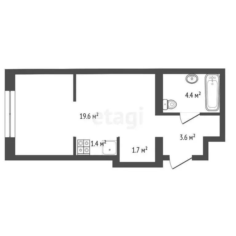 Квартира-студия: Тюмень, улица Республики, 204к12 (30.7 м) - Фото 0