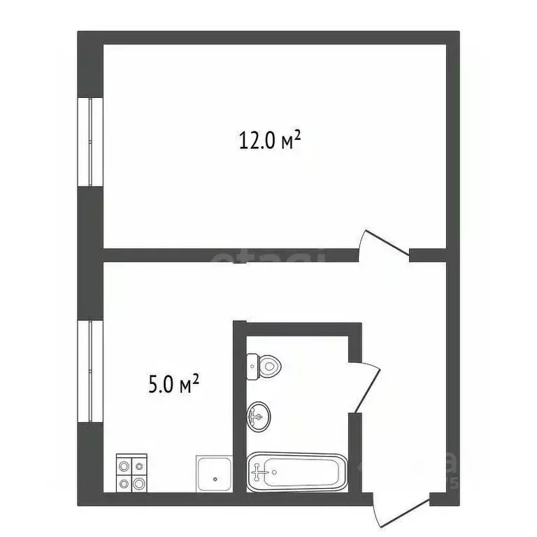 1-к кв. Ярославская область, Ярославль Рыбинская ул., 49а (21.0 м) - Фото 1