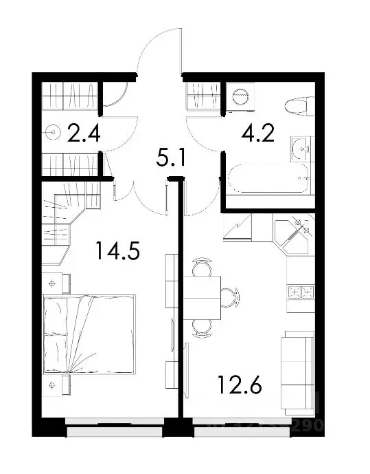 1-к кв. Калужская область, Балабаново г. Боровский муниципальный ... - Фото 2