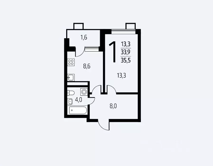 1-к кв. Москва № 65 кв-л, 1соор1 (35.5 м) - Фото 0