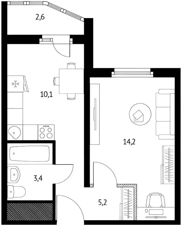 1-к кв. Ростовская область, Ростов-на-Дону просп. Солженицына, 13 ... - Фото 2