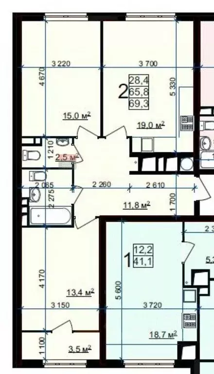 2-к кв. Рязанская область, Рязань Быстрецкая ул., 18к2 (69.2 м) - Фото 2