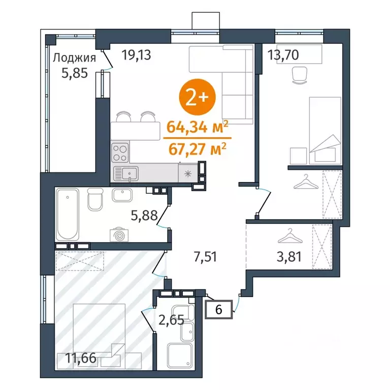 2-к кв. Тюменская область, Тюменский муниципальный округ, д. Дударева ... - Фото 1