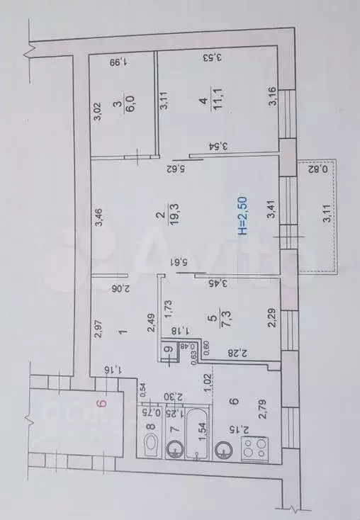 3-к. квартира, 61,3 м, 2/5 эт. - Фото 0