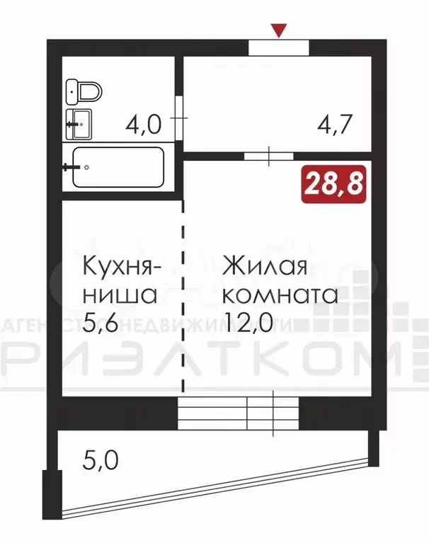 Квартира-студия, 29 м, 5/16 эт. - Фото 0