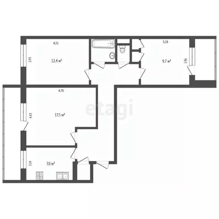 3-к кв. Вологодская область, Череповец просп. Победы, 195 (65.2 м) - Фото 2