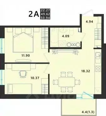 2-к кв. Псковская область, Псковский район, Завеличенская волость, д. ... - Фото 1