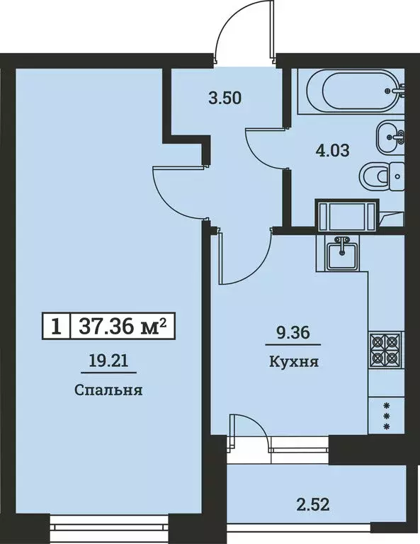 1-комнатная квартира: Мурино, Екатерининская улица, 19 (37.36 м) - Фото 0