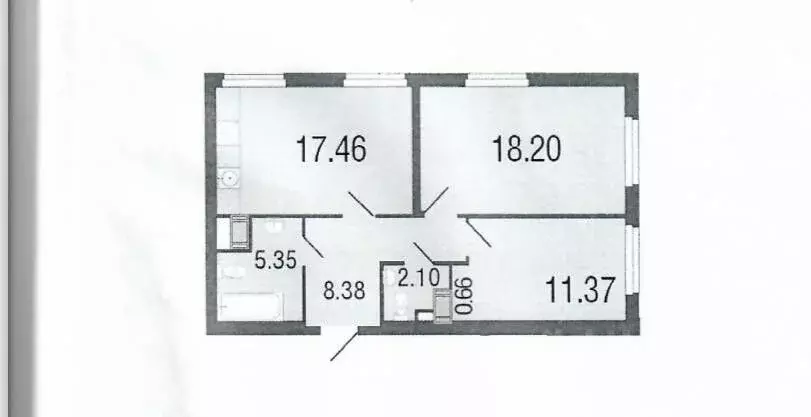 2-к кв. Санкт-Петербург пер. Антокольский, 4к1 (63.5 м) - Фото 1