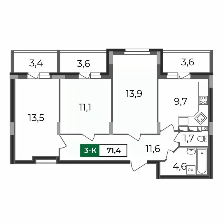 3-к кв. Владимирская область, Владимир бул. Сталинградский, 7 (71.4 м) - Фото 0