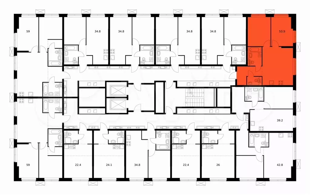 2-к. квартира, 54,1 м, 11/12 эт. - Фото 1